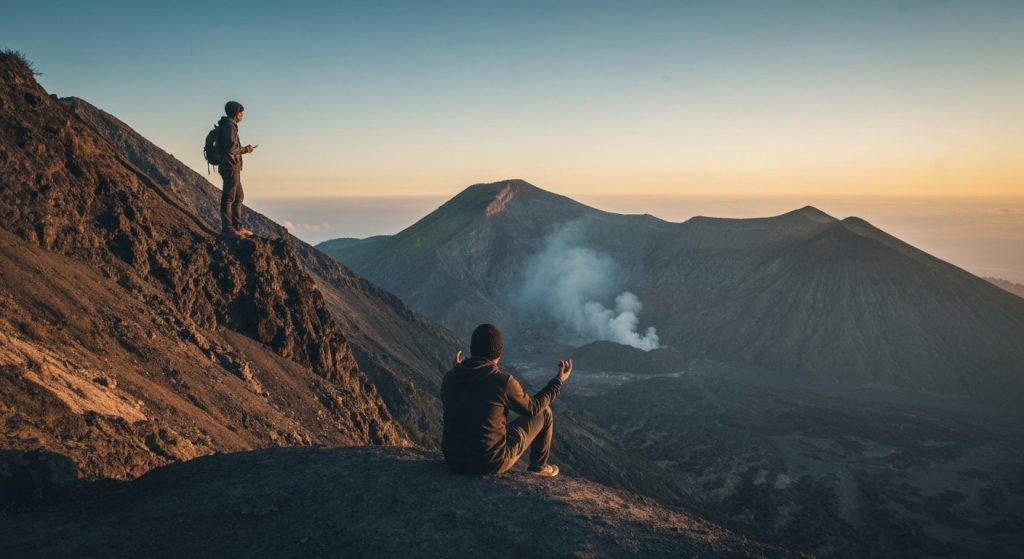 ijen tour bali solo traveler female safety — Photorealistic editorial travel photograph relevant to: The Bali-side speci